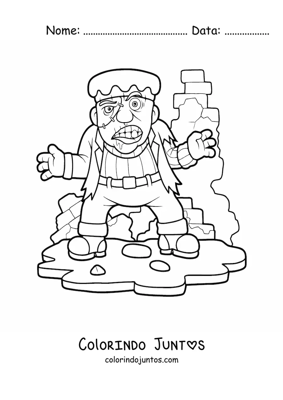 Desenho para colorir de Frankenstein animado assustador