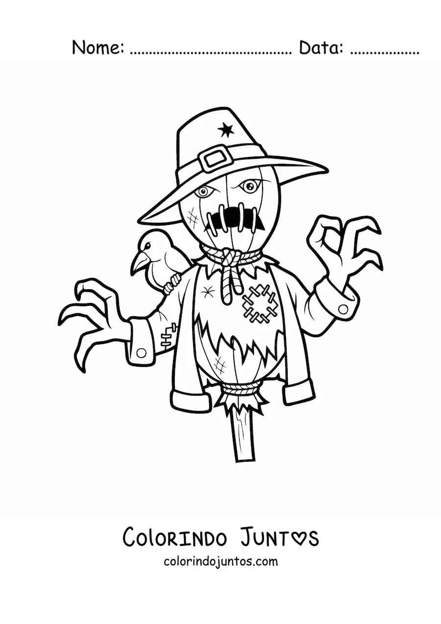 Desenho para colorir de espantalho de terror