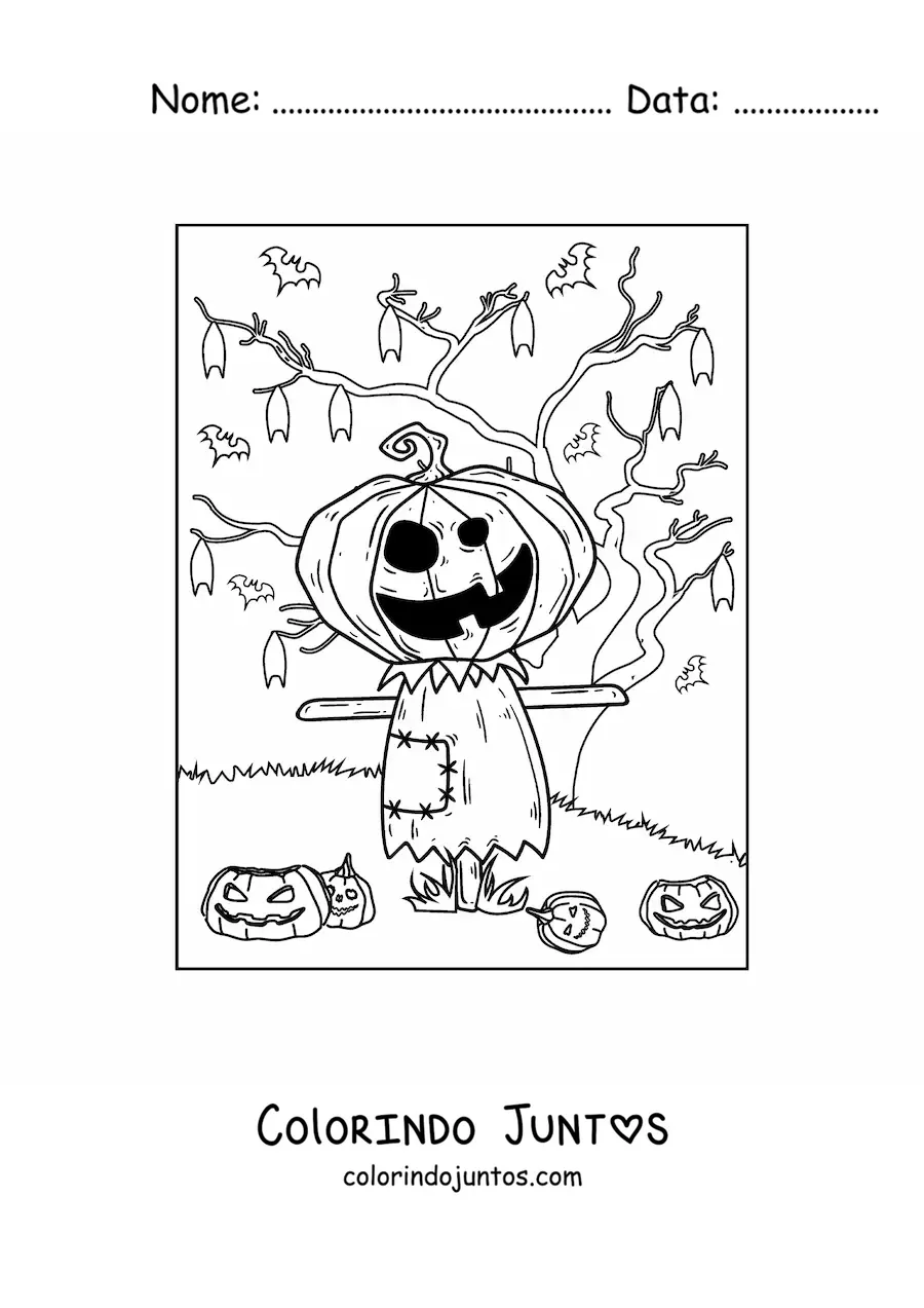 Desenho para colorir de espantalho assustador