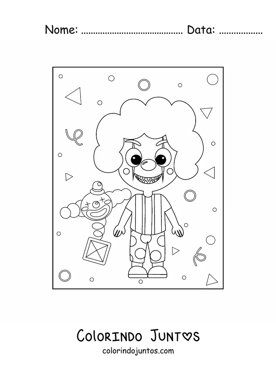 Desenho para colorir de palhaço de terror