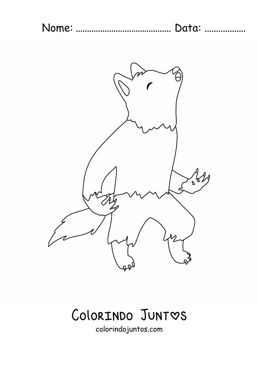 Desenho para colorir de lobisomem uivando