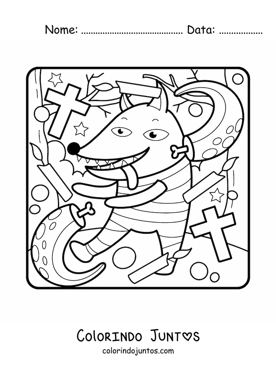 Desenho para colorir de lobisomem de Halloween