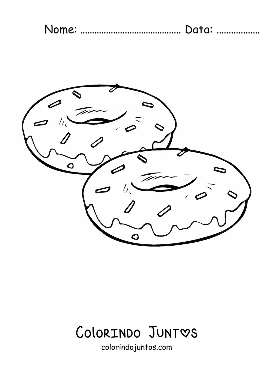 Desenho para colorir de duas rosquinhas com granulado