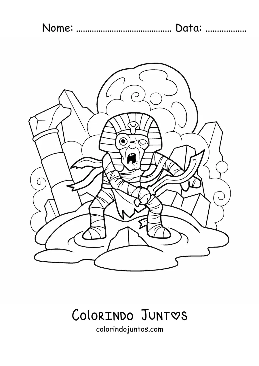Desenho para colorir de múmia assustadora de Halloween