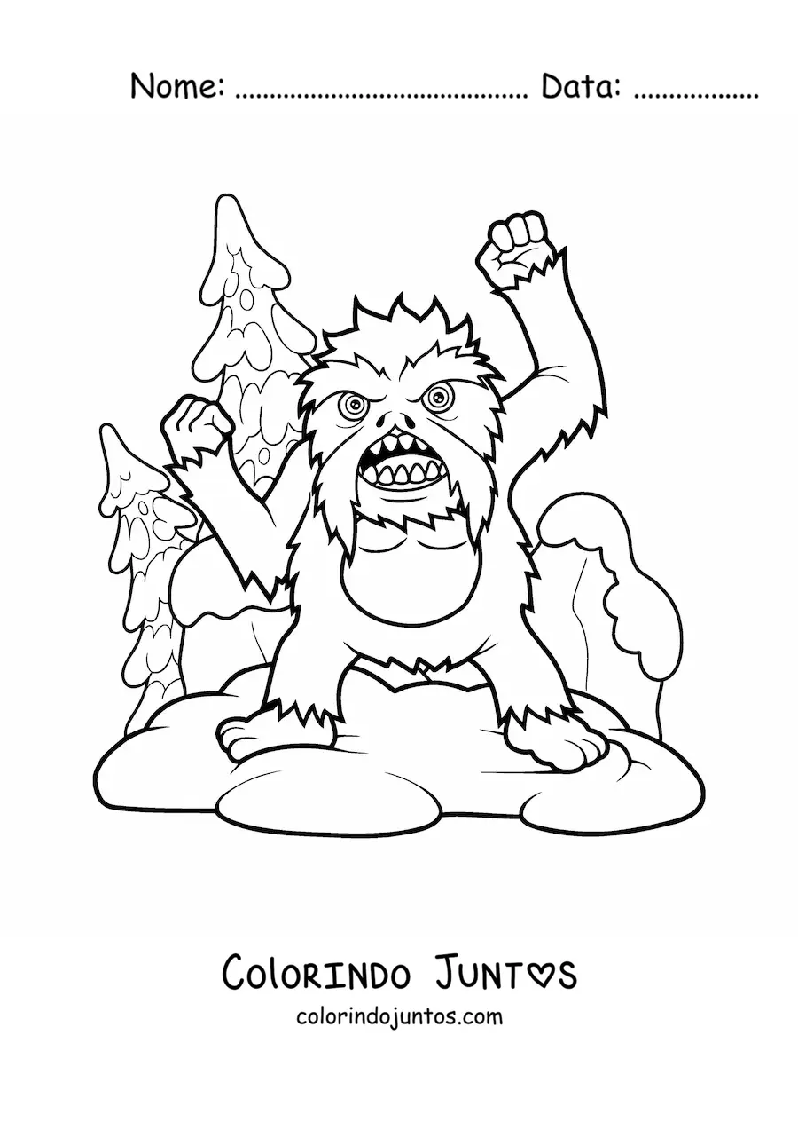 Desenho para colorir de yeti de Halloween
