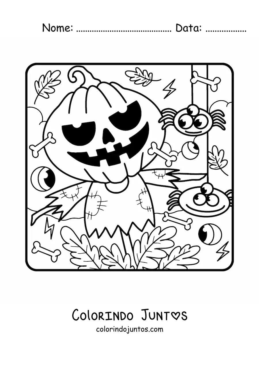 Desenho para colorir de espantalho de Halloween