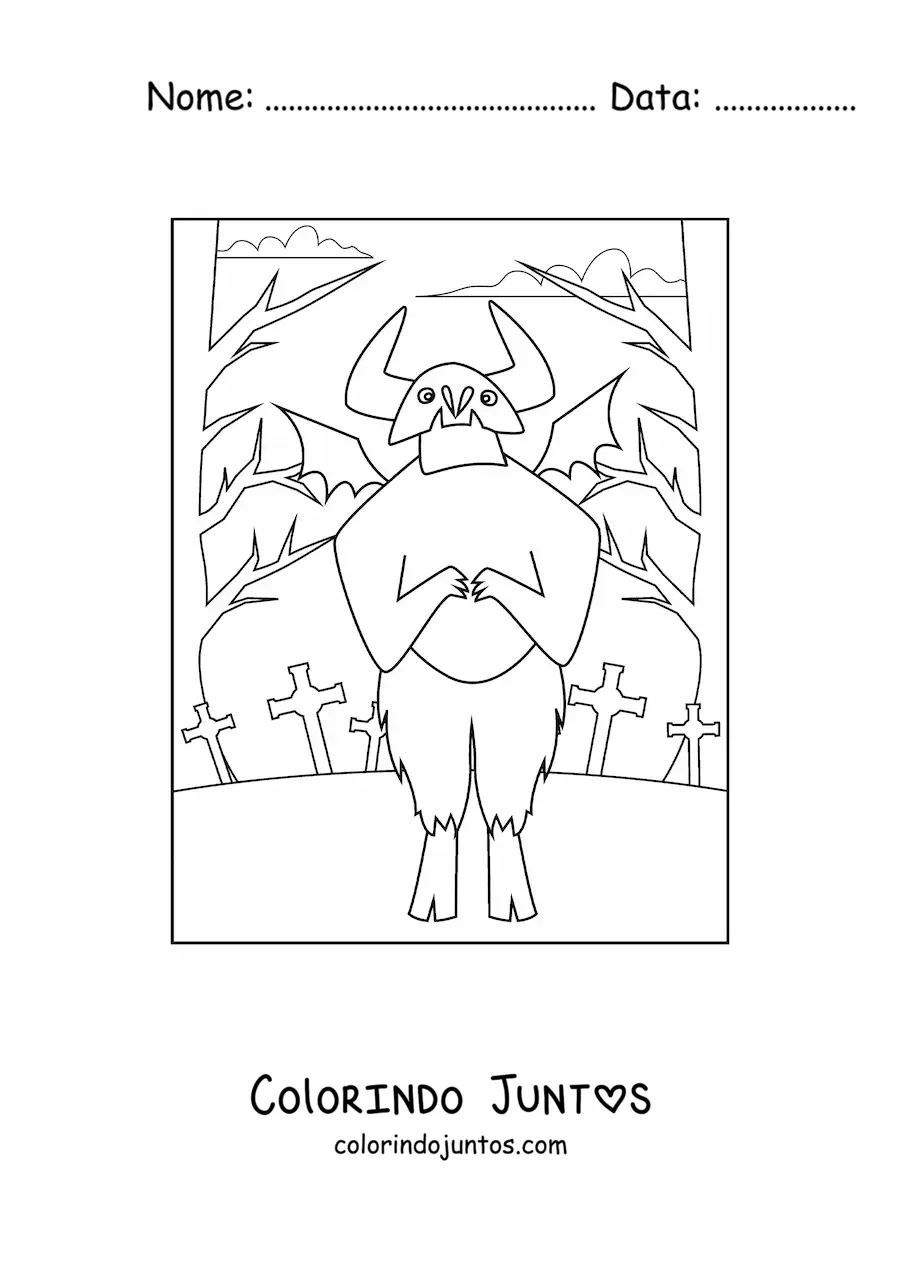 Desenho para colorir de diabo de Halloween