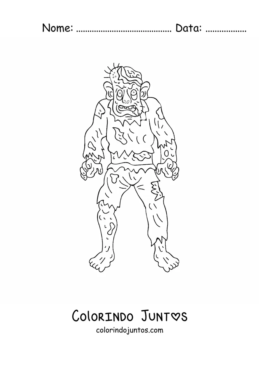 Desenho para colorir de zumbi animado