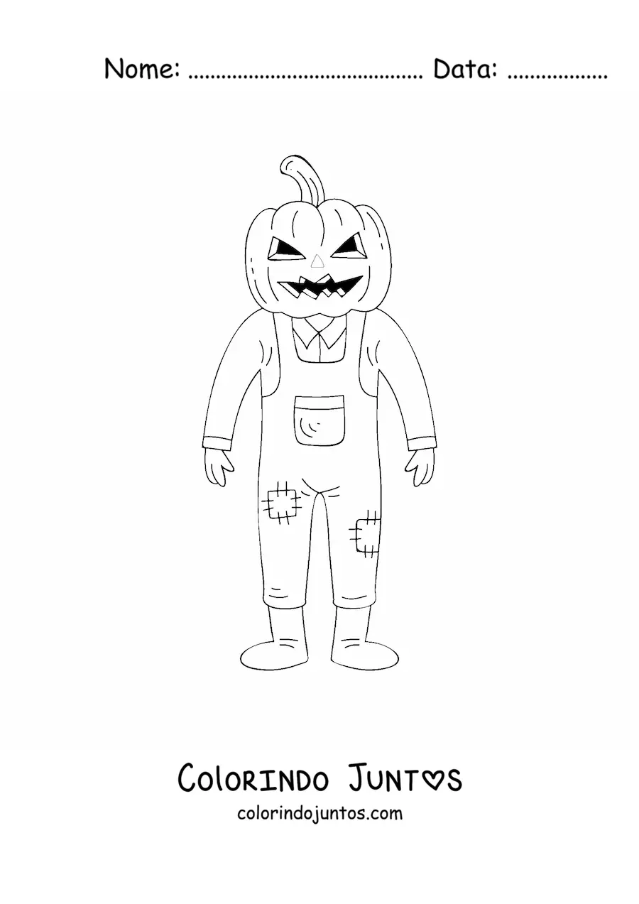 Desenho para colorir de espantalho assustador de Halloween