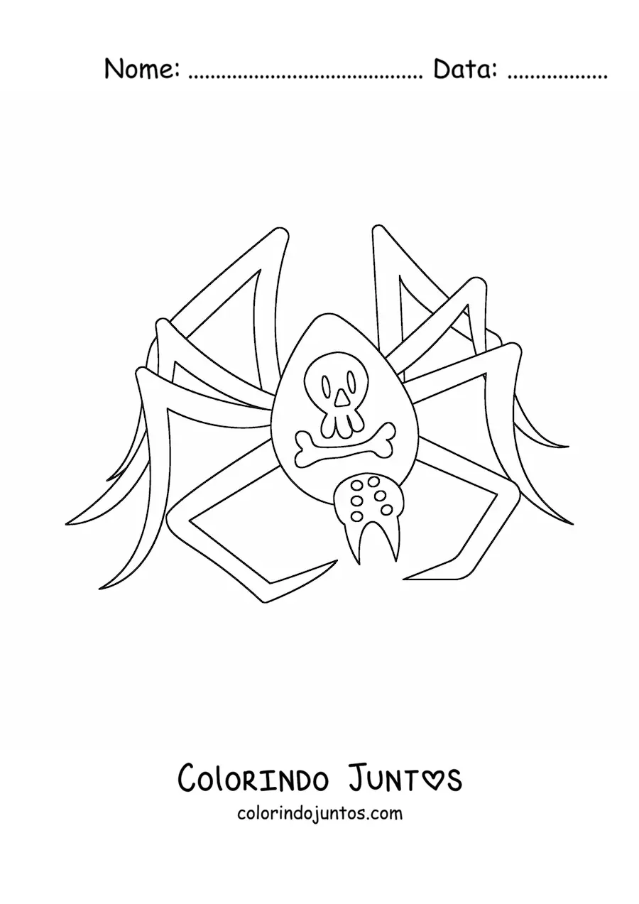 Desenho para colorir de aranha assustadora de Halloween
