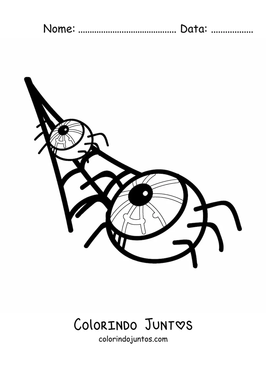 Desenho para colorir de aranha em forma de olho de Halloween