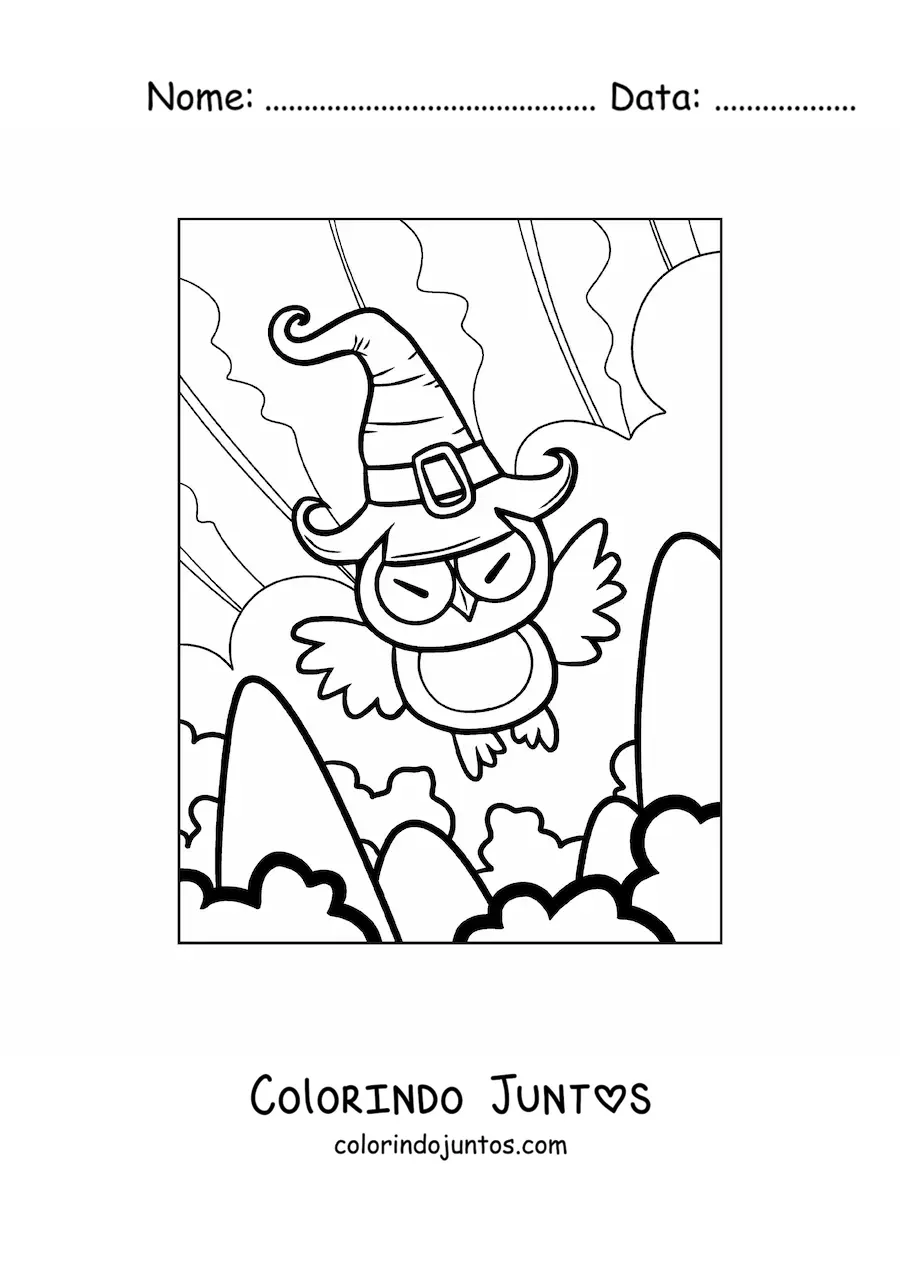 Desenho para colorir de coruja animada de Halloween