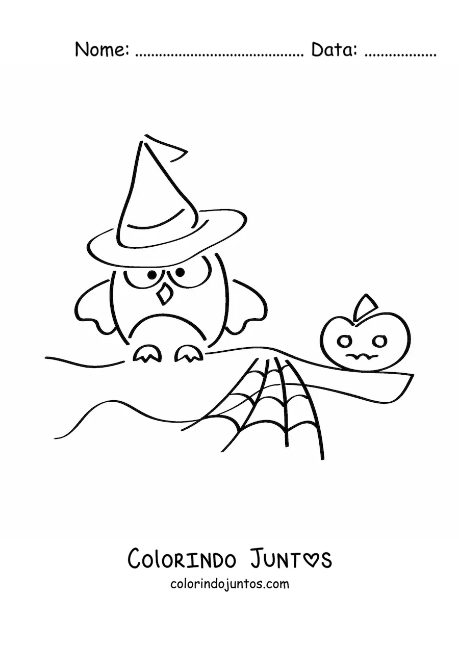 Desenho para colorir de coruja de Halloween fácil
