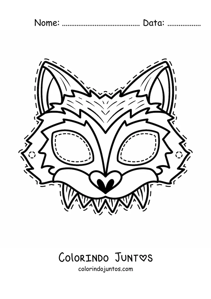Desenho para colorir de máscara de Halloween de lobisomem