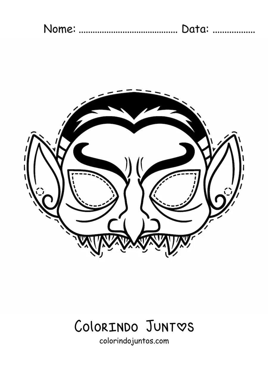 Desenho para colorir de máscara de Halloween de Drácula