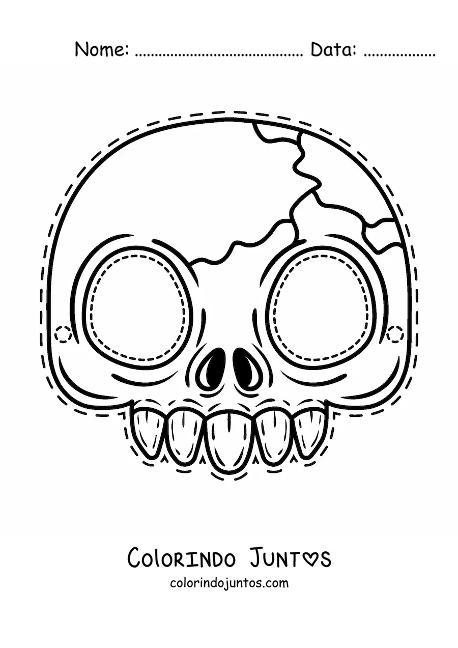 Desenho para colorir de máscara de Halloween de caveira