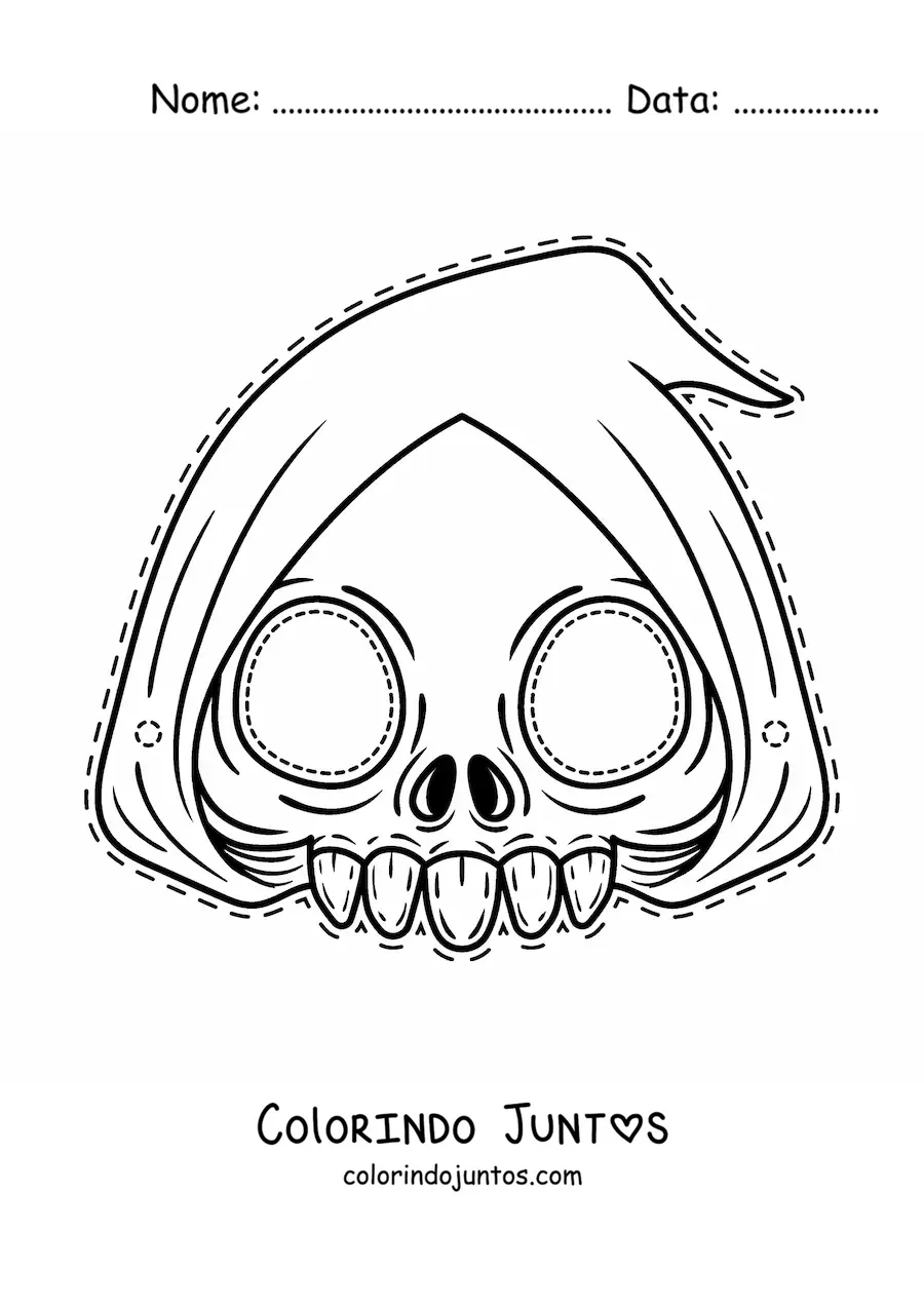 Desenho para colorir de máscara de Halloween da morte