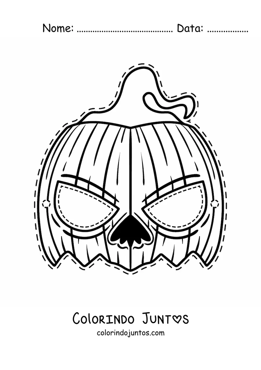 Desenho para colorir de máscara de Halloween de abóbora assustadora