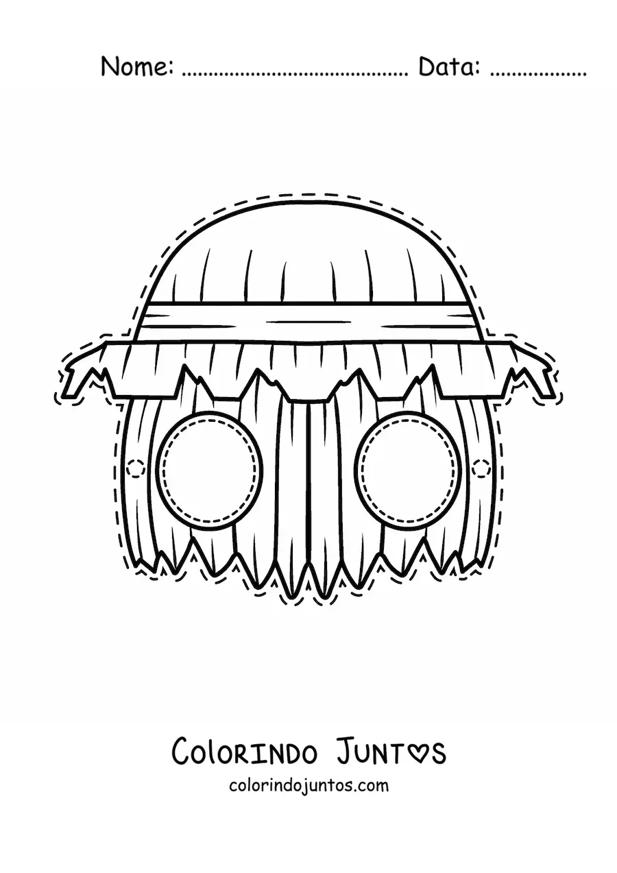Desenho para colorir de máscara de Halloween de monstro