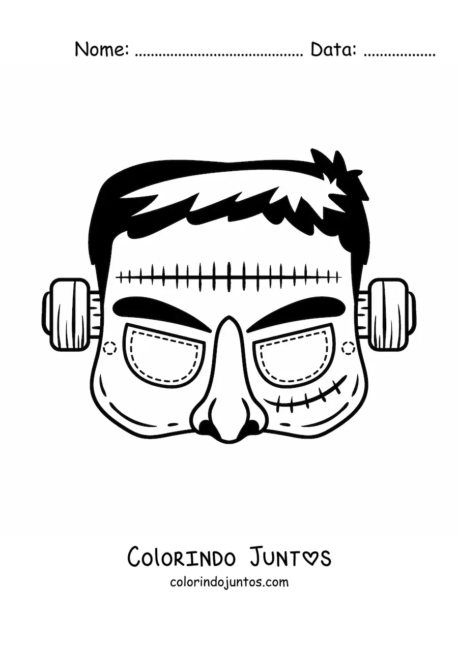 Desenho para colorir de máscara de Halloween de Frankenstein