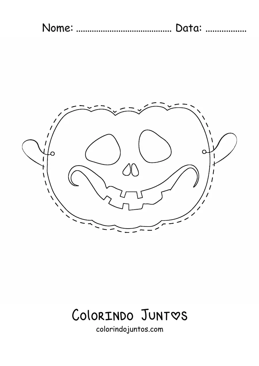 Desenho para colorir de máscara de Halloween de abóbora