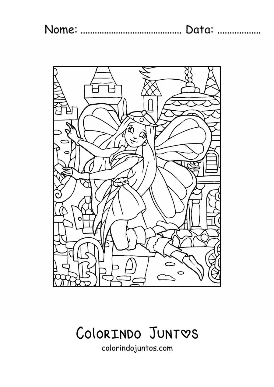 Desenho para colorir de bela princesa fada