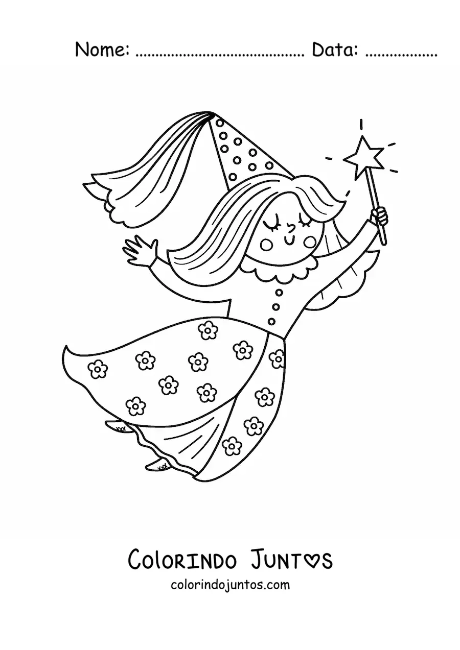 Desenho para colorir de fada madrinha kawaii