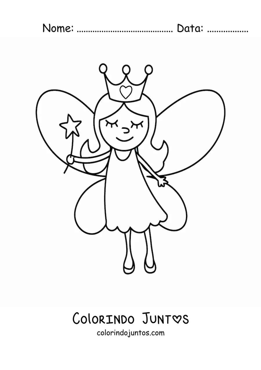 Desenho para colorir de mágica princesa fada kawaii