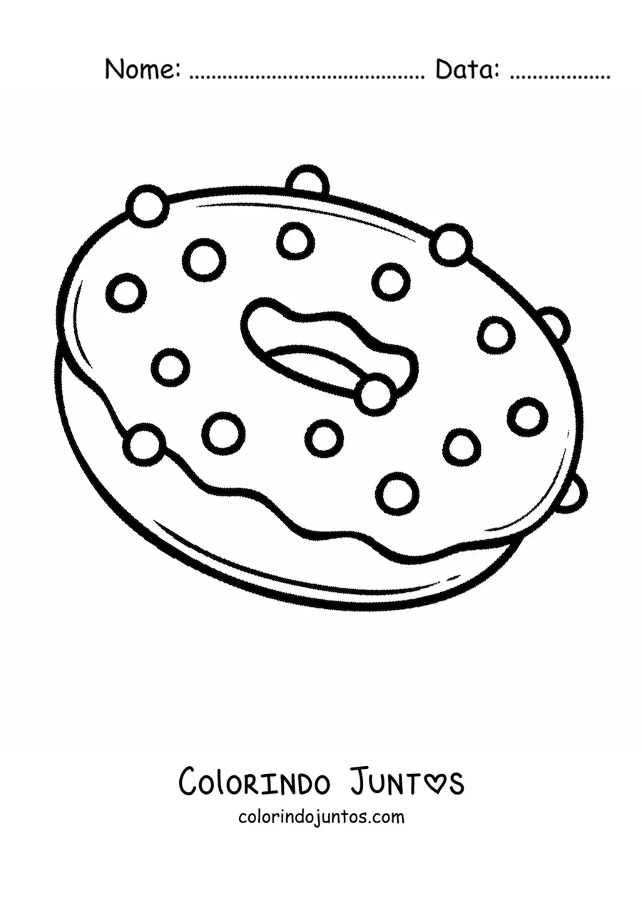 Desenho para colorir de uma rosquinha com granulado e glace