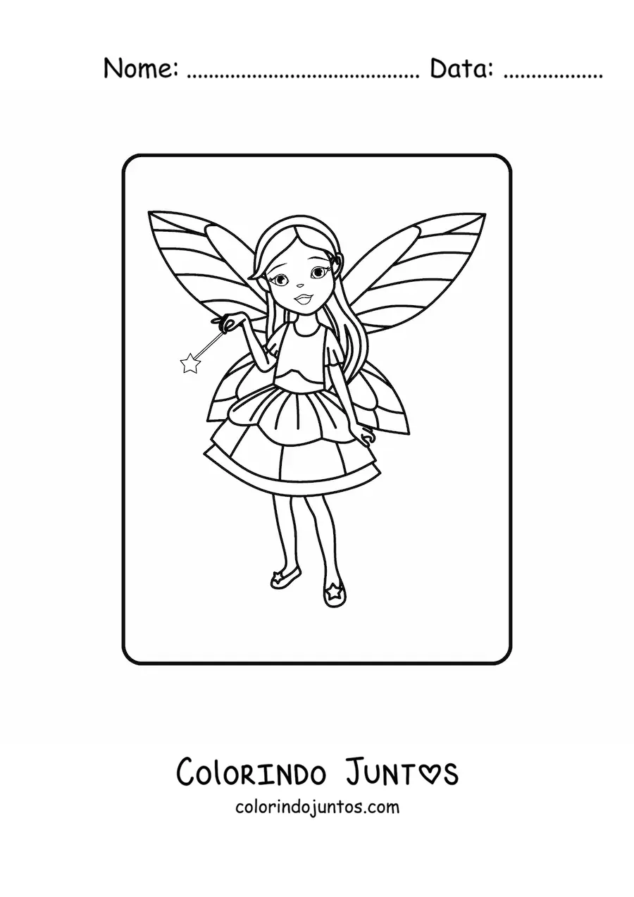 Desenho para colorir de fada mágica animada