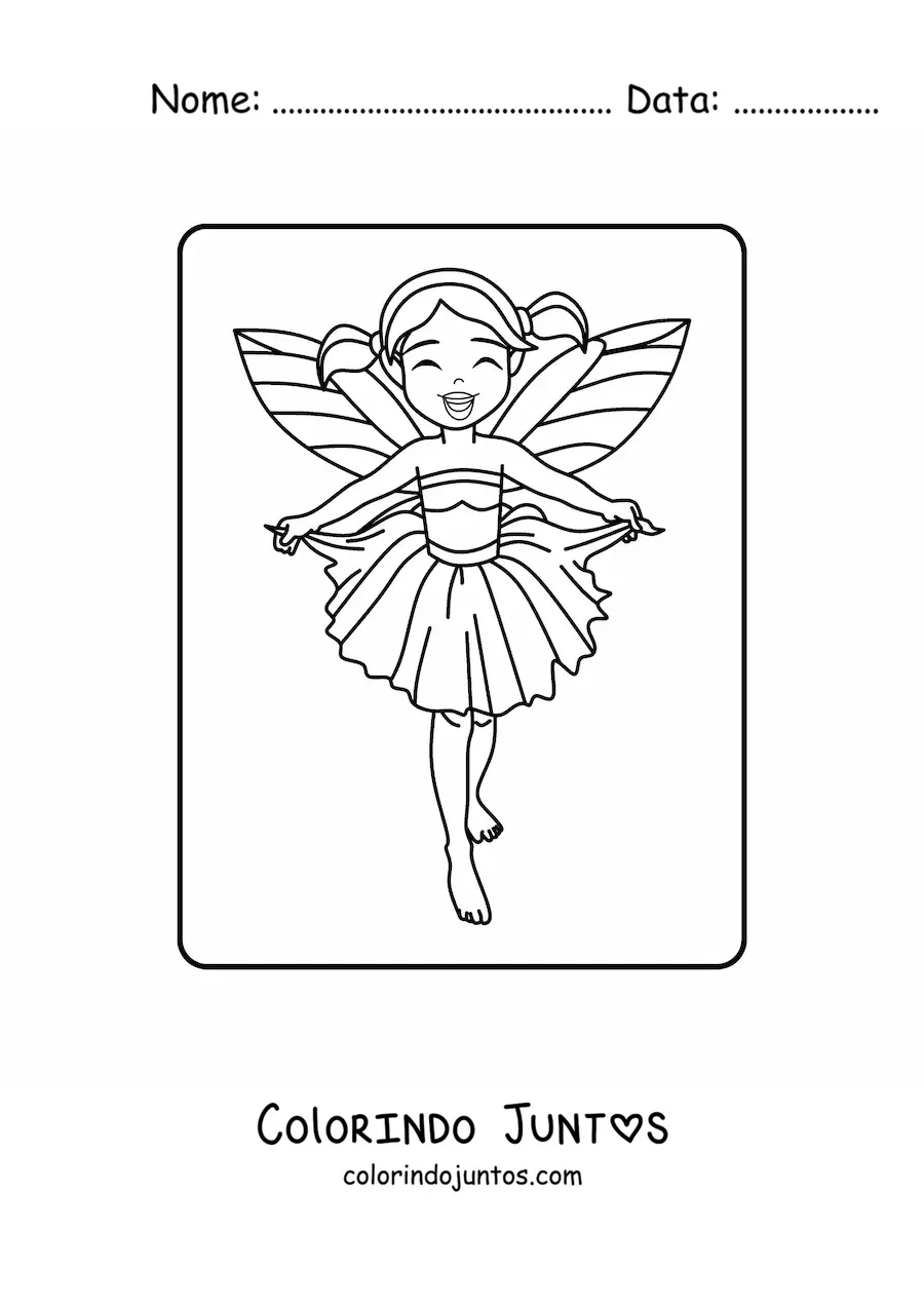 Desenho para colorir de menina fada animada