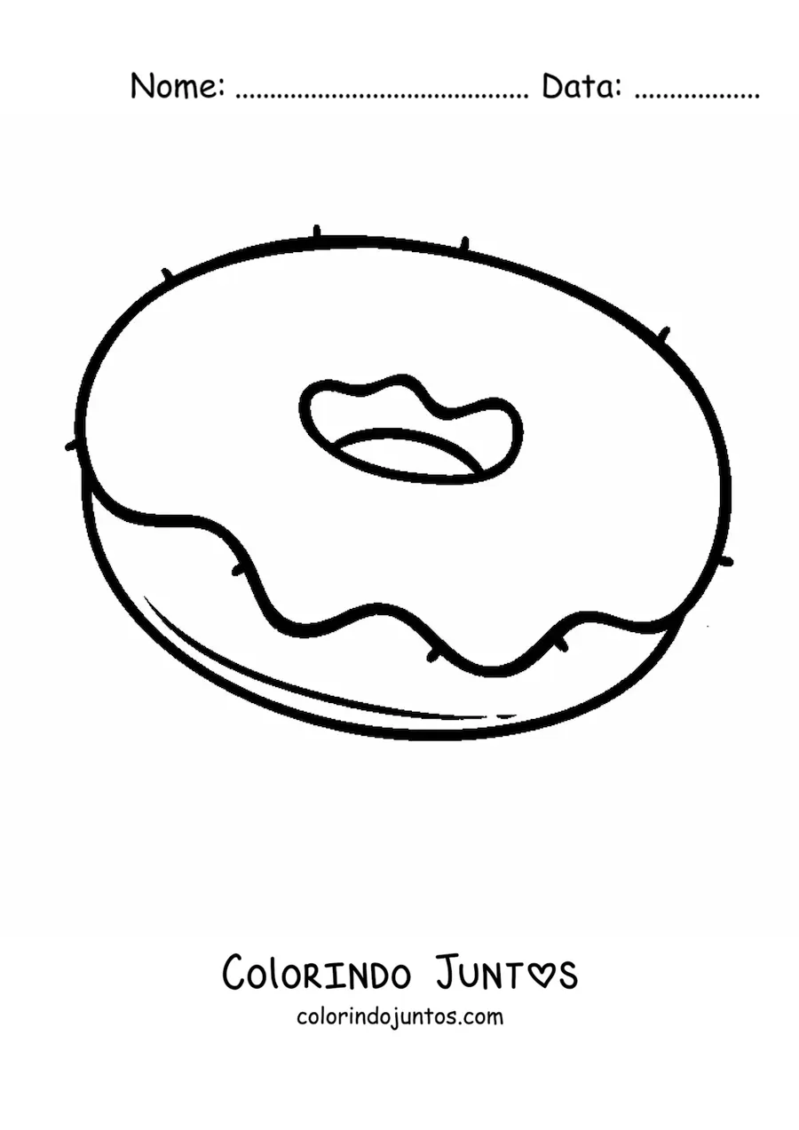 Desenho para colorir de uma rosquinha com cobertura