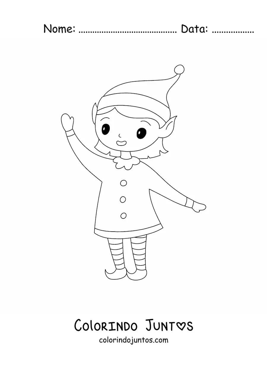 Desenho para colorir de menina duende kawaii