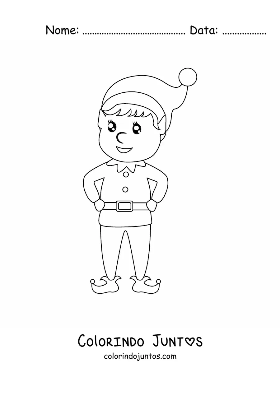 Desenho para colorir de duende kawaii