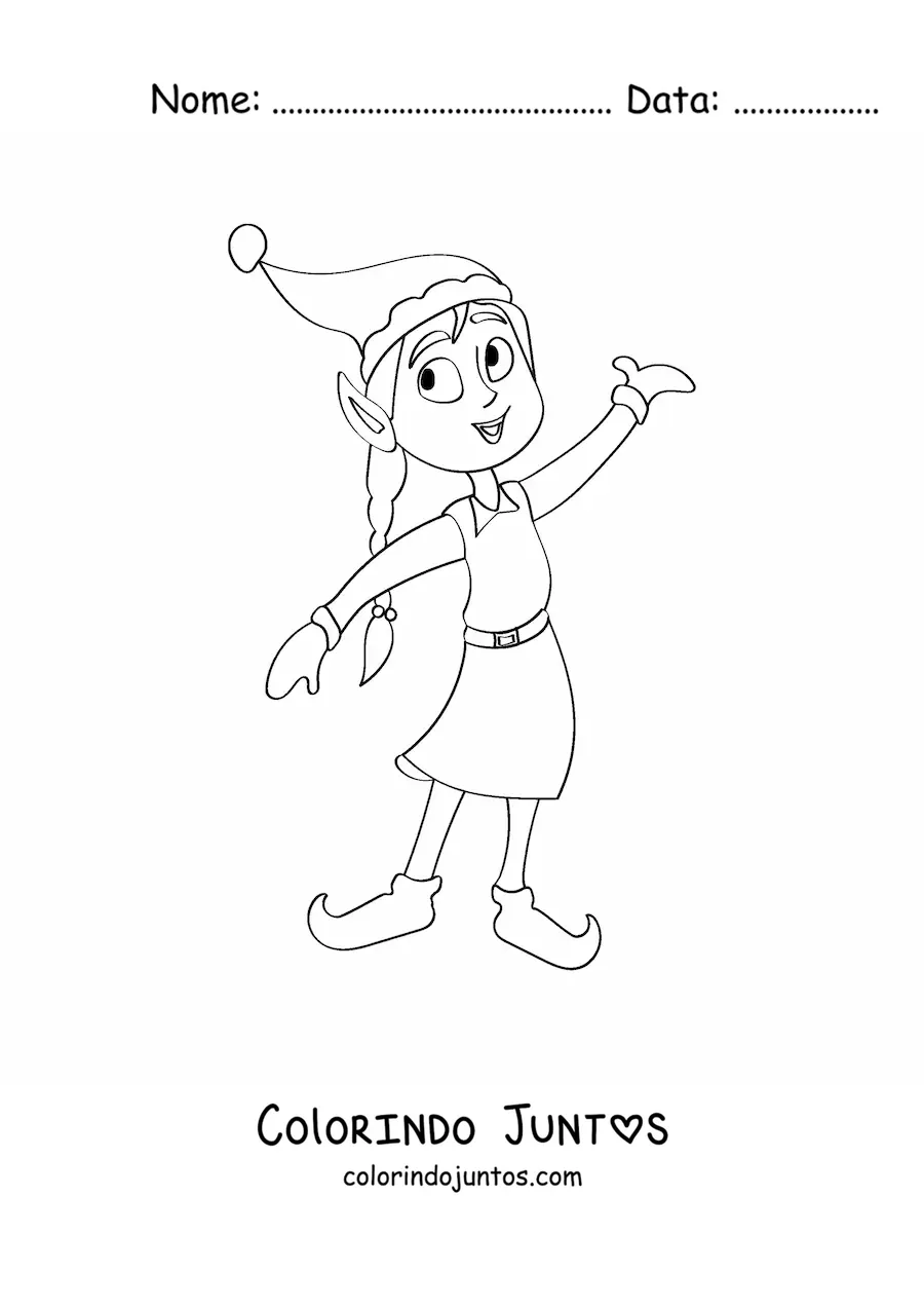 Desenho para colorir de menina duende animada