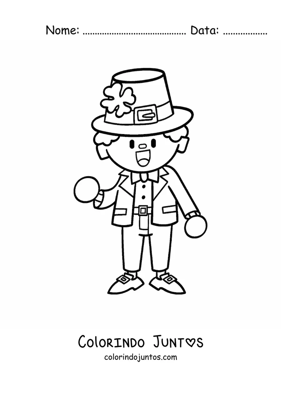 Desenho para colorir de duende irlandês da sorte