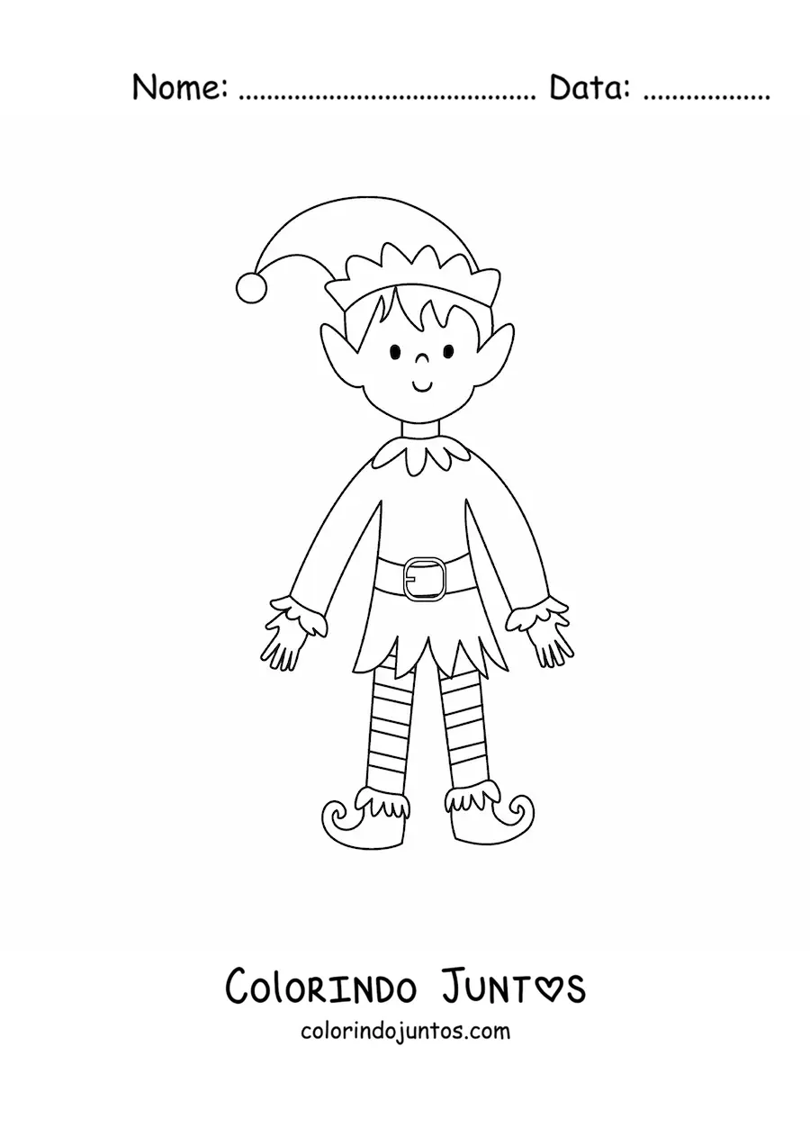 Desenho para colorir de duende bonito