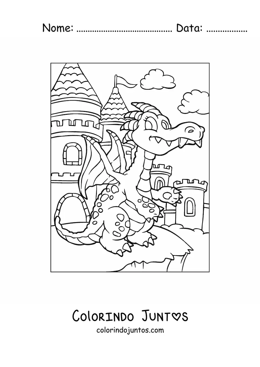 Desenho para colorir de dragão animado grande