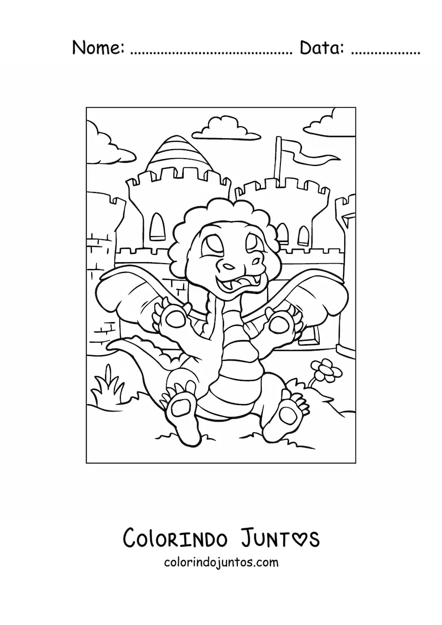 Desenho para colorir de dragão bebê animado