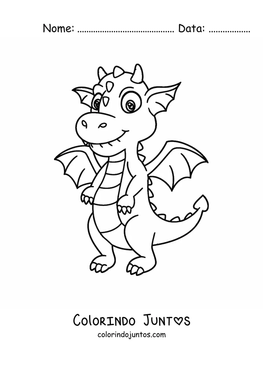 Desenho para colorir de dragão bebê animado fofo