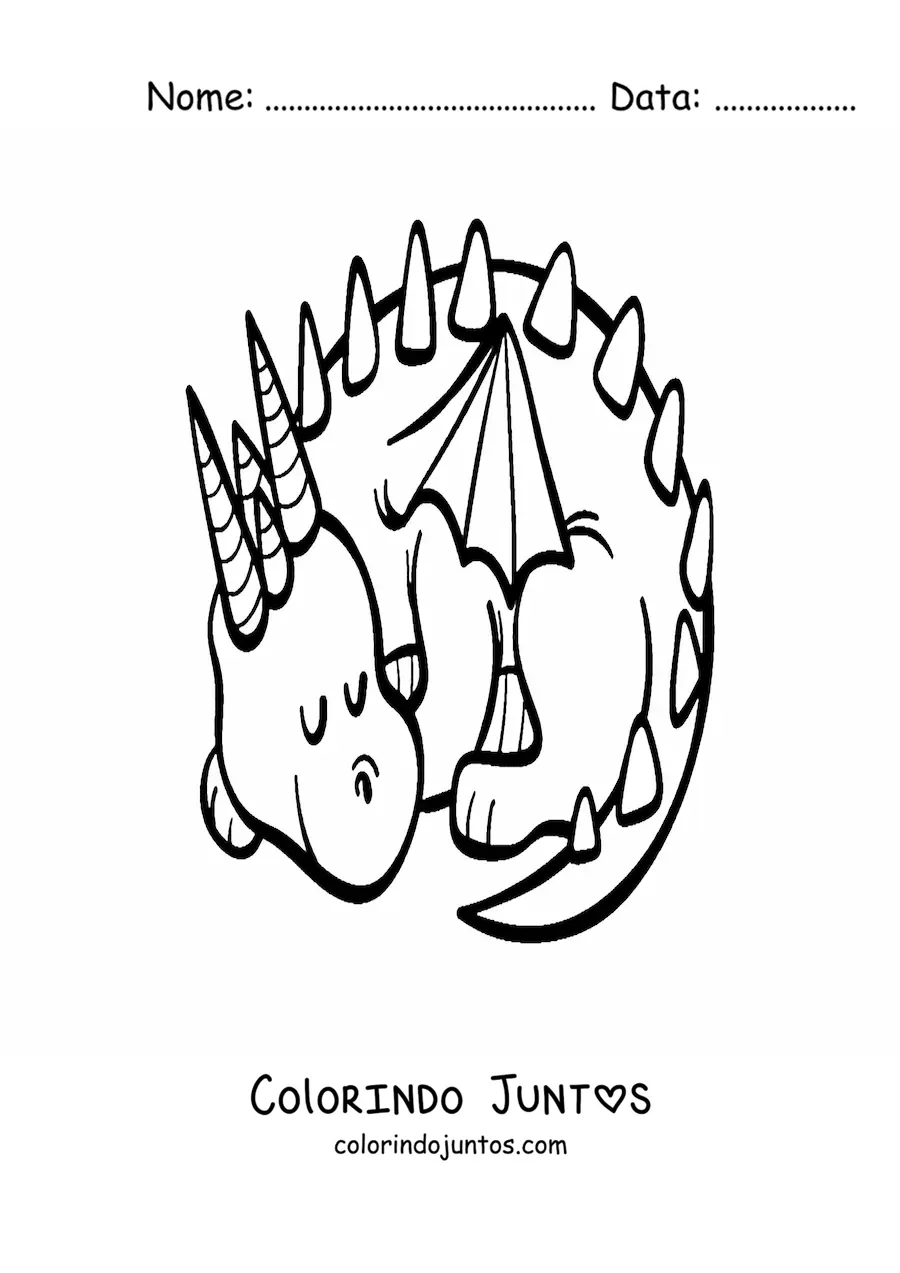 Desenho para colorir de dragão dormindo