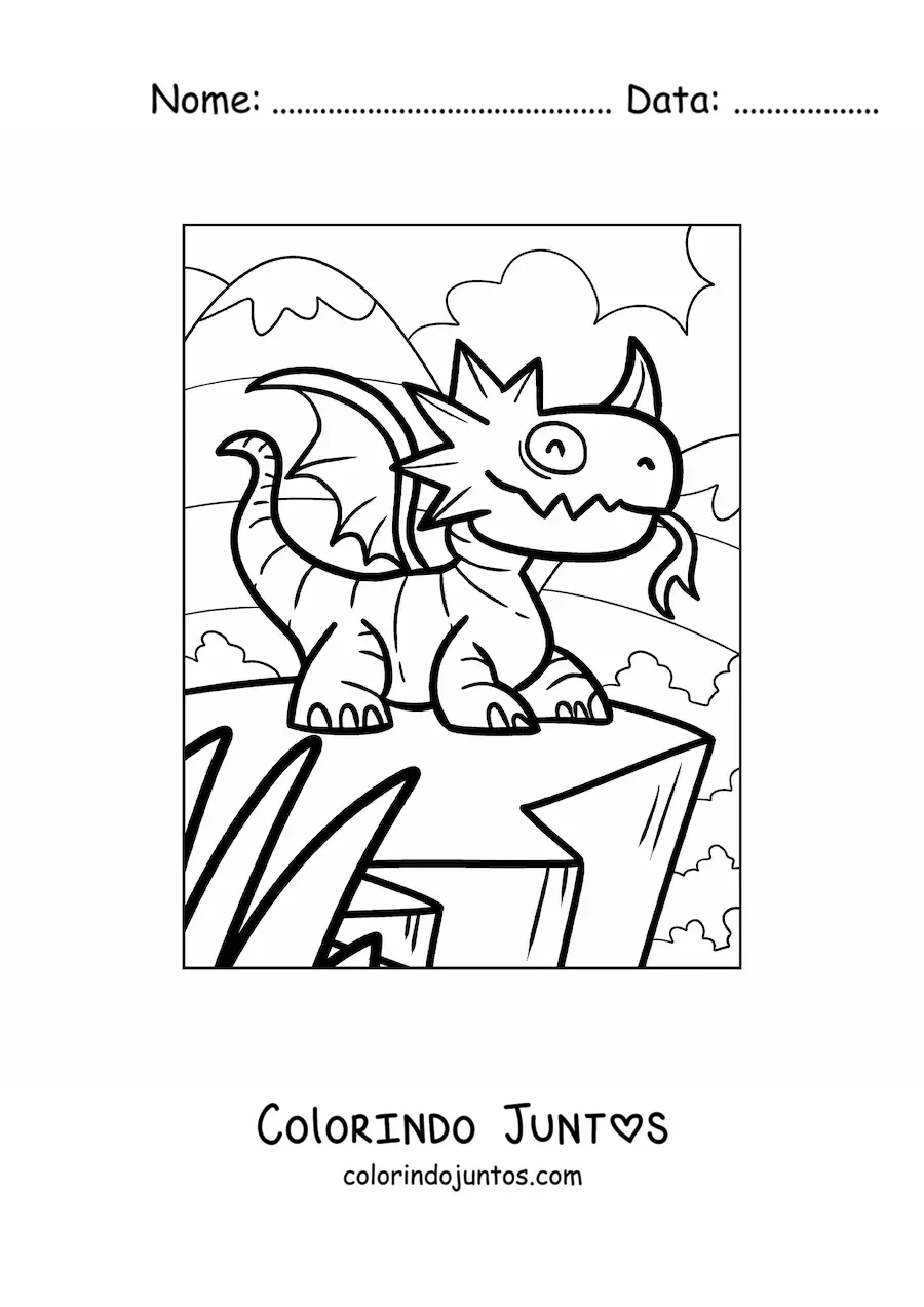 Desenho para colorir de dragão animado