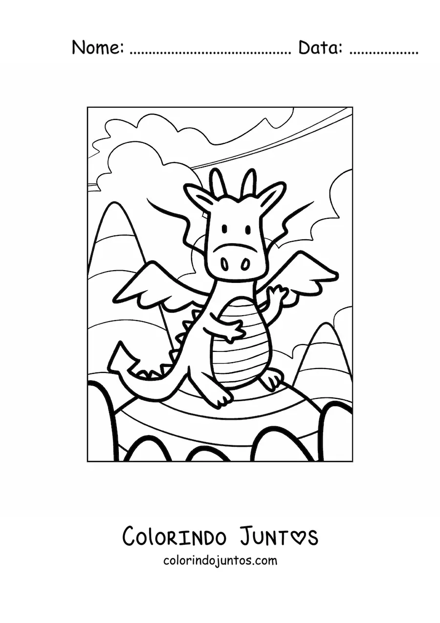Desenho para colorir de dragão voador animado