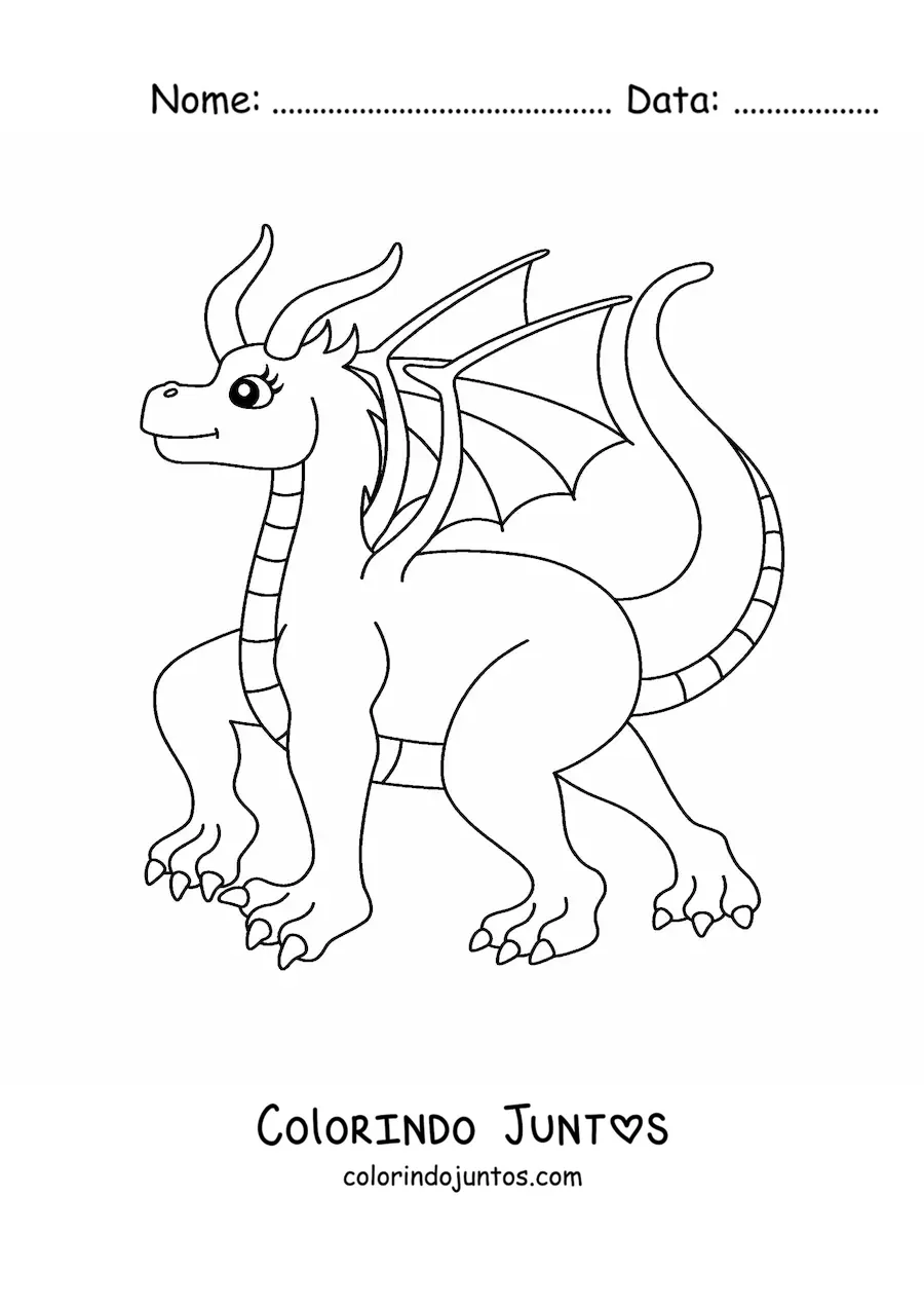 Desenho para colorir de dragão voador grande