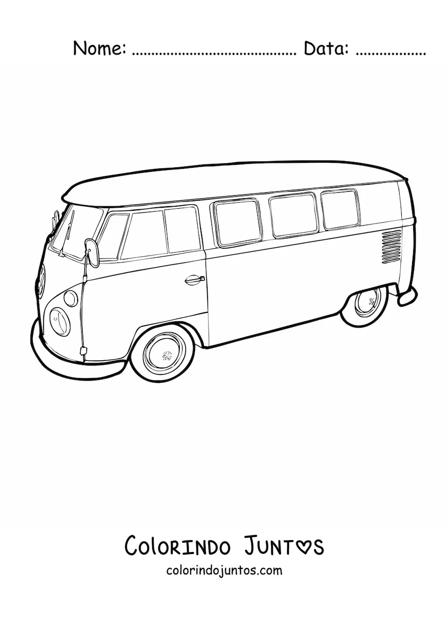 Desenho para colorir de uma Kombi Volkswagen T2