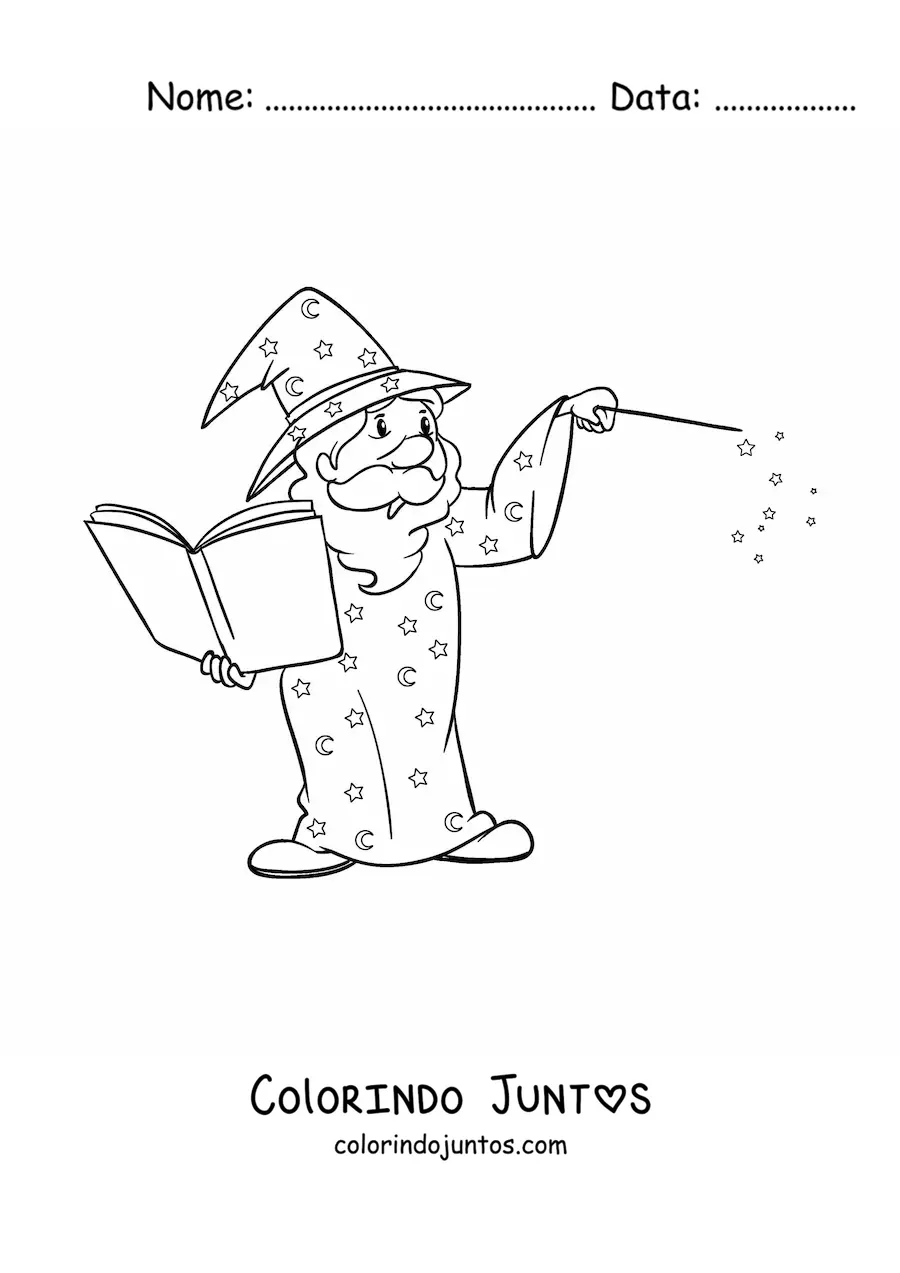 Desenho para colorir de feiticeiro em movimento