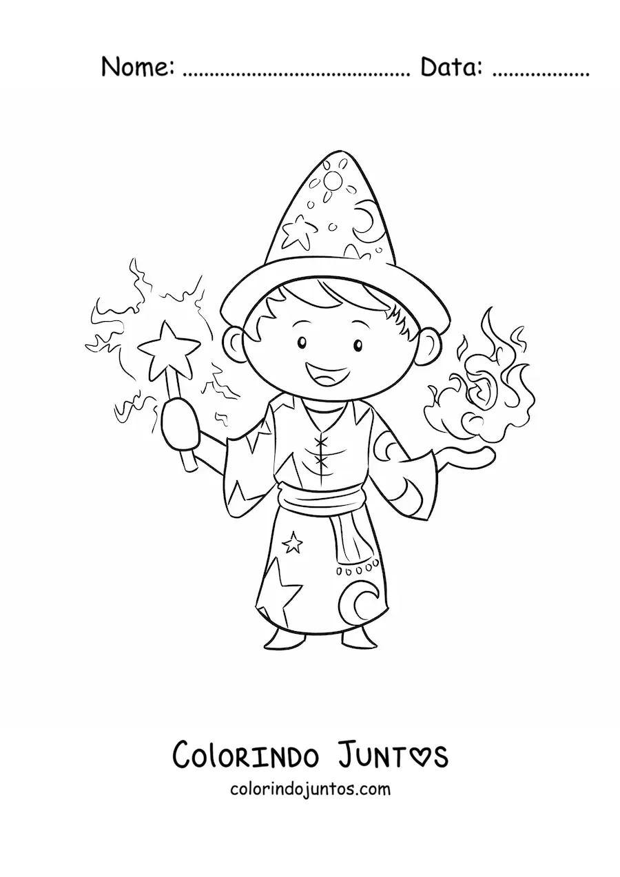 Desenho para colorir de feiticeiro em um duelo