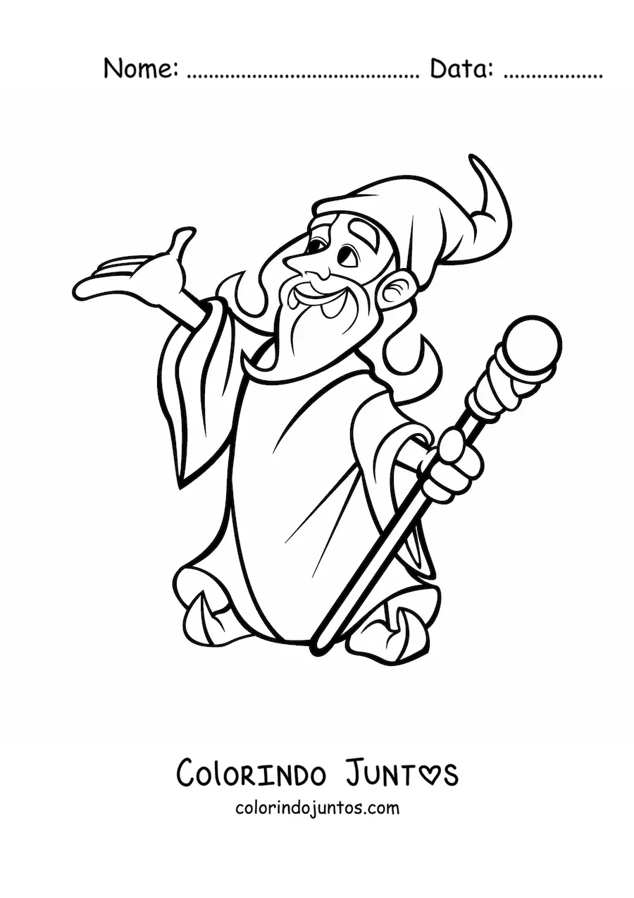 Desenho para colorir de desenho de um feiticeiro