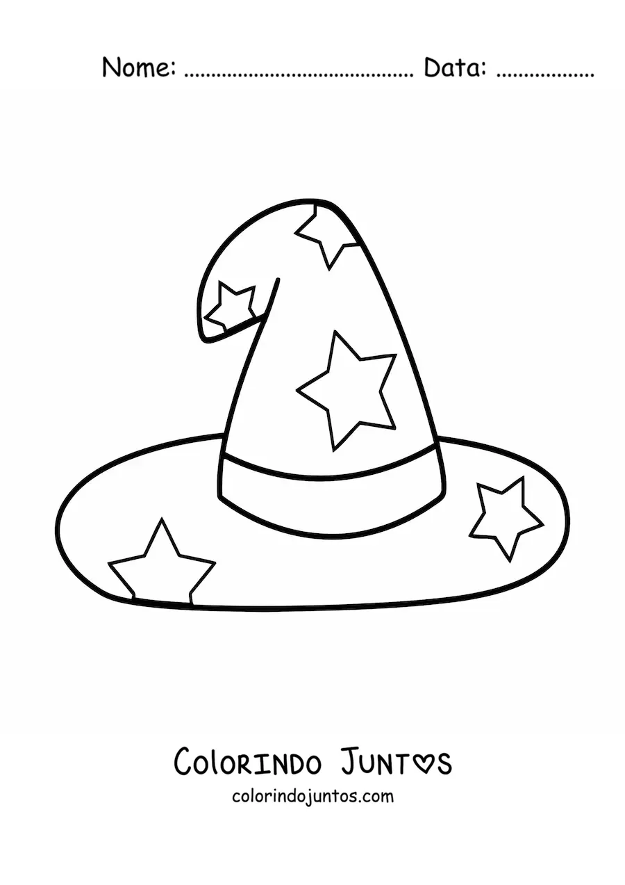 Desenho para colorir de chapeu de feiticeiro