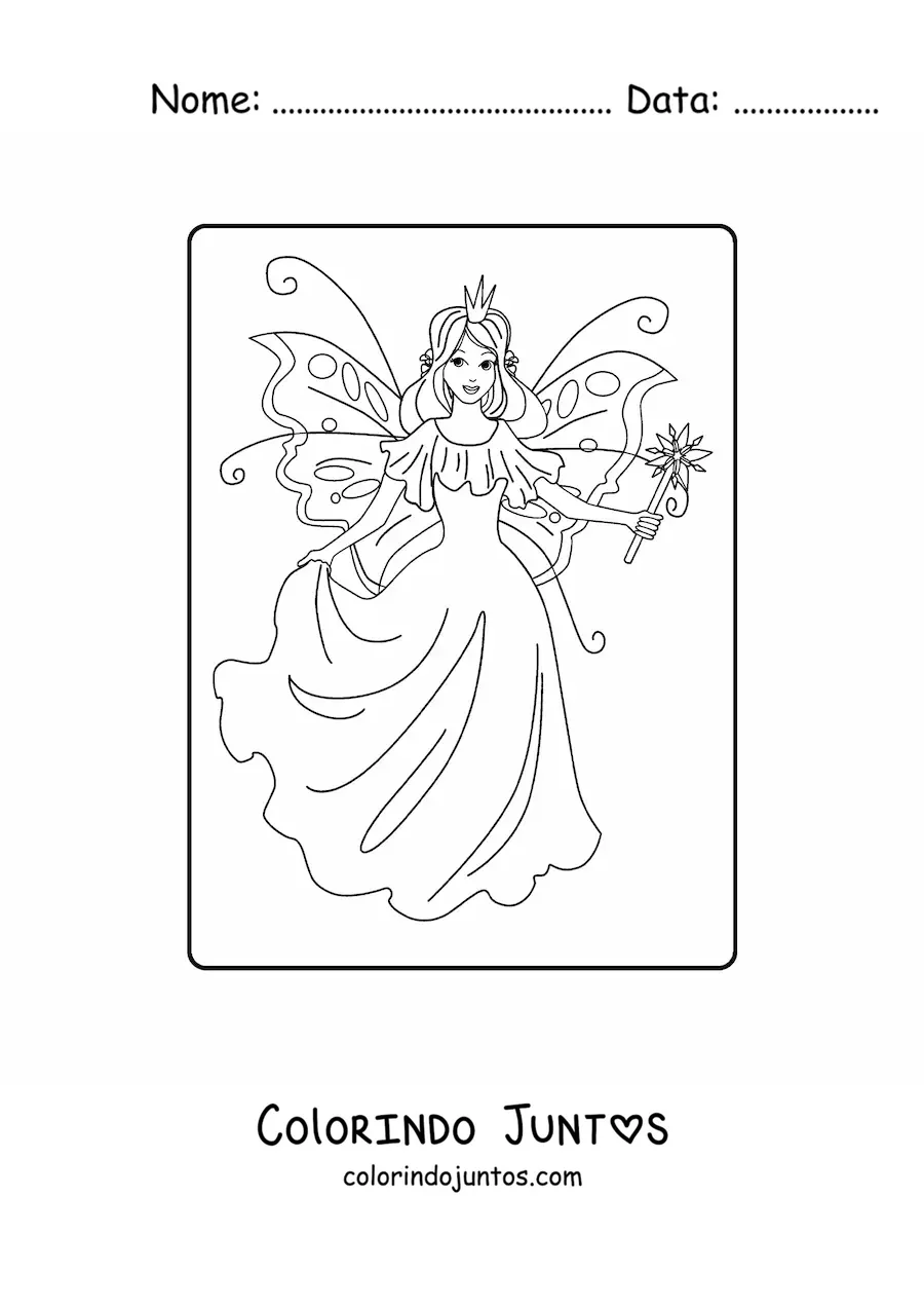 Desenho para colorir de princesa fada magica